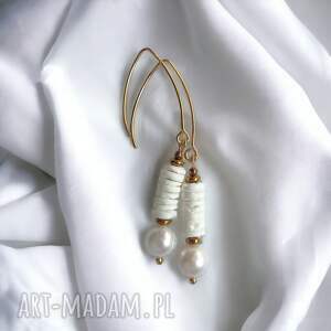 limitowane kolczyki: kolekcja summer white: perły & muszla: długie