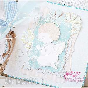 handmade scrapbooking albumy album na chrzest święty dla chłopca