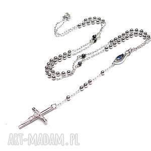 crucifix sapphire - naszyjnik różaniec, krzyżyk szafiry