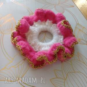 gumka do włosów scrunchie na szydełku frotka, ręcznie