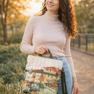 Pikowany plecak torba 2w1 Toscana, welurowy