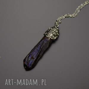 handmade wisiorki wisiorek talizman kwarc tytanowy aura tęczowa kolorowy wire wrapping