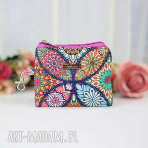 Mały portfelik saszetka zawieszka ROZETKI RÓŻ, portmonetka