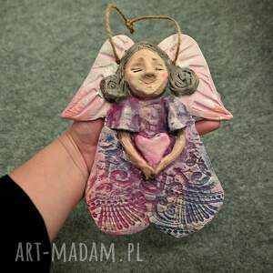 dekoracje anioł radości ceramiczny anioł, prezent, dekor serce oryginalny