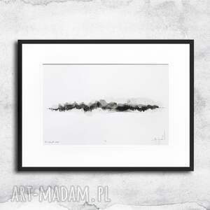 tusz i akwarela - pejzaż format A3 na papierze dekoracja do sypialni