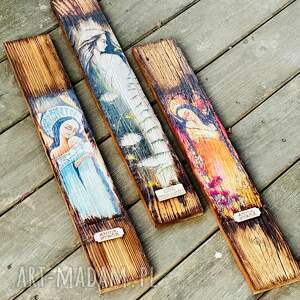 Prezent Rustykalna deska z aniołem, anioł stróż