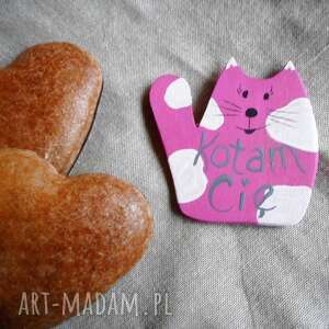 rózowy kot miłosny no 4 walentynki, malowany ręcznie miłosne wyznanie