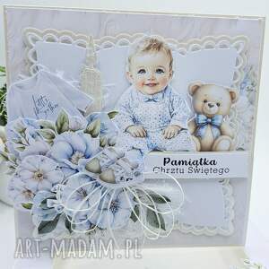 pamiątka chrztu świętego w pudełku 14x14 cm - kartka ręcznie robiona