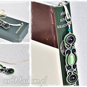 handmade zakładki zakładka soutache - zielona noc