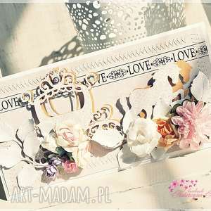 handmade scrapbooking kartki kartka ślubna w pudełku