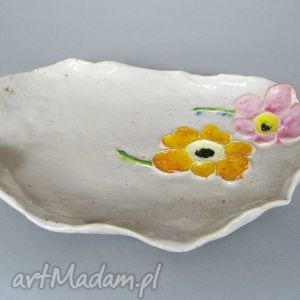 handmade ceramika patera „ letnie kwiaty”