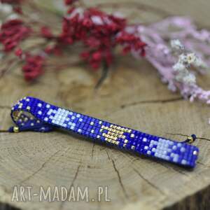pasja i pedzlem bransoletka z koralików miyuki na sznurku, niebieska