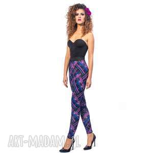 handmade legginsy z drukiem - violet mix