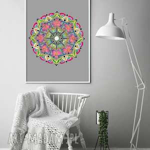 mandala 50x70cm, plakat plakaty, kwiaty, dom sztuka