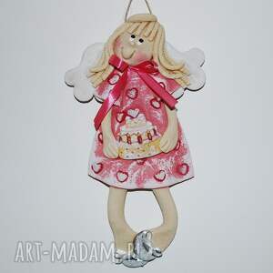 maskotki mam urodziny - aniołek z masy solnej, prezent, dekoracja, anioł