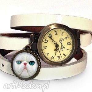 zegarki kot perski - zegarek/bransoletka na skórzanym pasku prezent