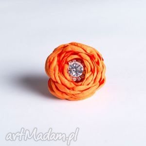 flowering - kwiatowy pierścionek - pomarańczowy z cyrkonią - fr03