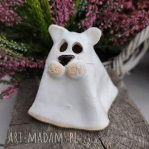 Ceramiczny duch-kot - lampion na Halloween i jesień
