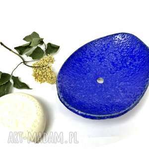 ceramiczna mydelniczka ręcznie robiona blue, akcesoria łazienkowe, polskie