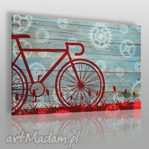 obraz na płótnie - czerwony rower - 120x80 cm - VAKU DSGN dom obrazy