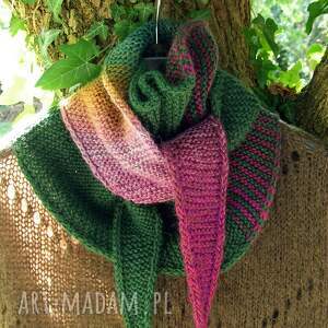 wełniany szalik - trójkątny szaliczek wrzosowisko alpaki i wełny