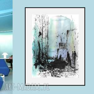 grafika z cyklu lazurowe drżenia 30cm x 40cm, abstrakcja, ludzie, a3