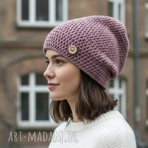 Czapka całoroczna przejściowa cienka bawełna s/m brudny róż