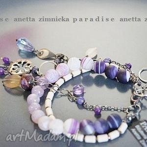 handmade srebro bransoletka ametysty lawendowe klasy