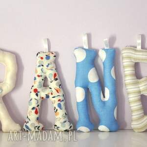 literki szyte imię franek ozdoba pokoju - pinezka dla dziecka pokoik