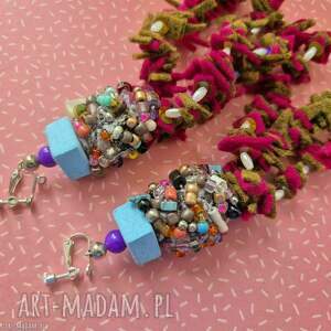 Klipsy boho bujne kolorowe szalone duze lekkie box x1