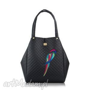 torebka pikowana papuga 107 - Farbotka na ramię