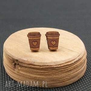 Kolczyki drewniane KAWA, coffe, latte