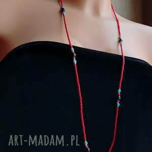 bransoletka naszyjnik koral czerwony dysk turkus hematyt