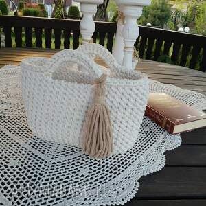 handmade torebka - koszyk ze sznurka bawełnianego 25x20 cm