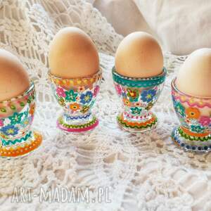 ręcznie malowane kieliszki do jajek zestaw 4 szt spring, zabawny prezent na 30
