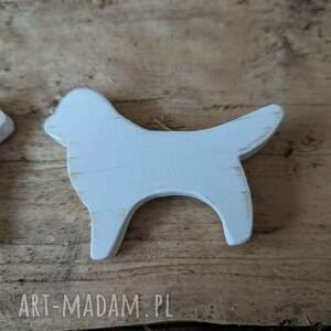 Magnesy psy 2 szt, biały pies magnes, drewniany