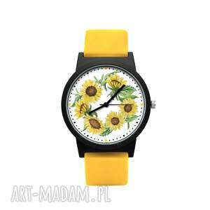 zegarki zegarek z silikonowym paskiem słoneczniki, kwiatowy radosny, kolorowy