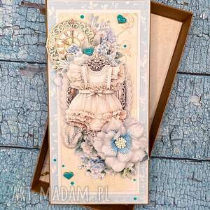 Kartka na chrest w pudełku - Błękity w stylu vintage