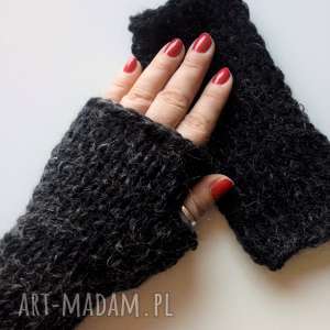 rękawiczki mitenki na drutach, ciepłerękawiczki