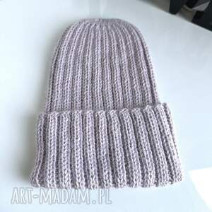 handmade czapki ręcznie robiona czapka wywijana laurin 100% alpaka 4010 jasna