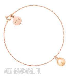 bransoletka z różowego złota łososiową perłą swarovski crystal, perełka