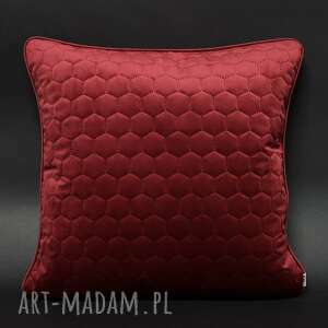 handmade poduszki poduszka welur plastry miodu bordo 45x45cm