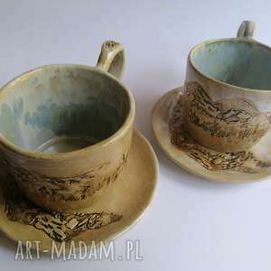handmade ceramika komplet "górskich" kubeczków