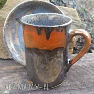 ze spodkiem, ceramika, gliniane, prezent, kubek, złoto