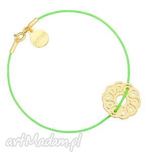 groszkowa sznurkowa bransoletka z arabską rozetką zielona