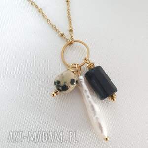 Prezent Łańcuszek z turmalinem i jaspisem, kamienie naturalne