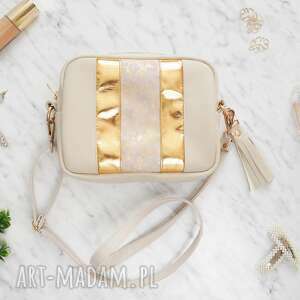 świąteczne prezenty, vera box bag beige gold metaliczna torebka, połyskującą