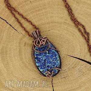 ladyc naszyjnik z niebieskim agatem titanum_v2, metaliczny kolor, styl boho