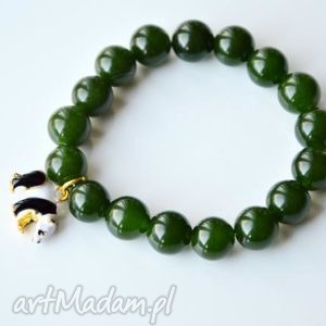 handmade panda w zielonych kamieniach