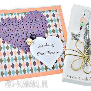 ręcznie wykonane scrapbooking kartki prezent dla nauczycielki - zestaw z motylem